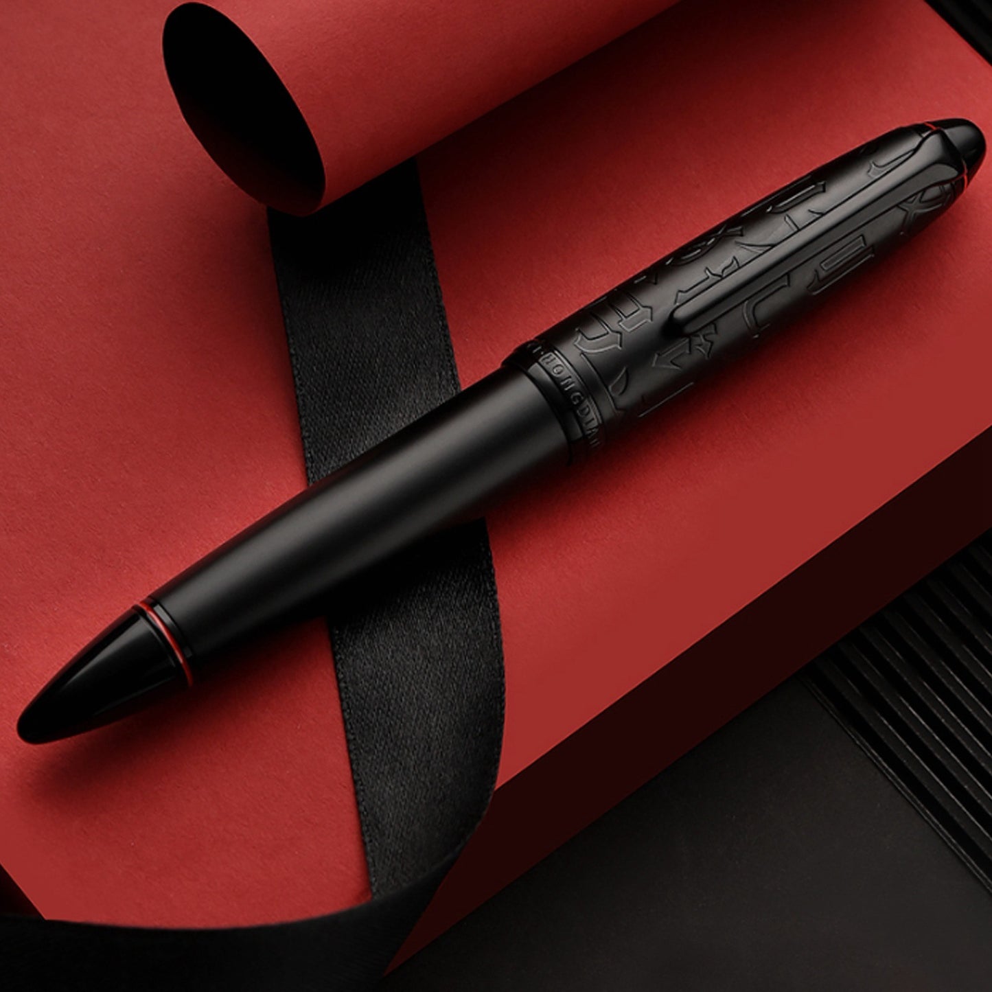 HongDian N6 Black Piston Fountain Pen Resin EF/F/Long Knife Nib Beautiful Torpedo Cloud Seal Cap Business Office Writing gifts
