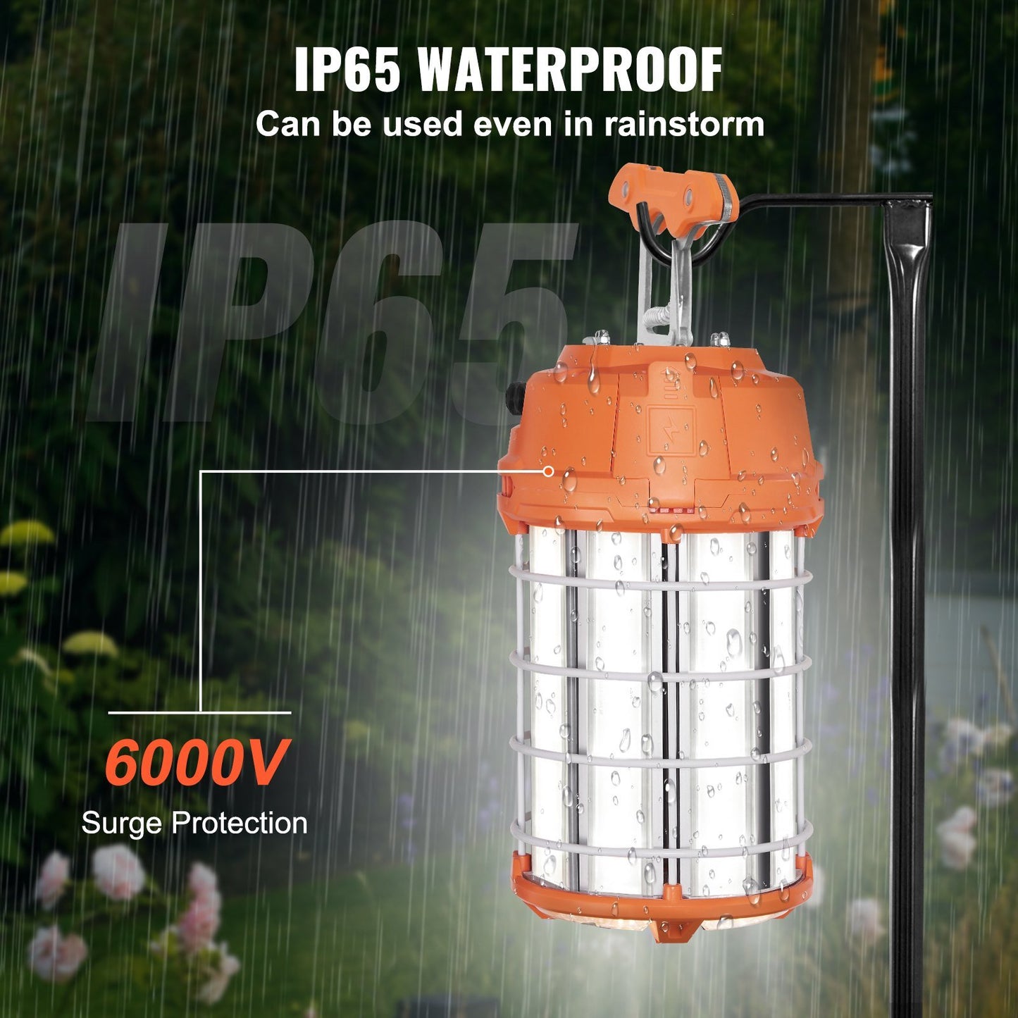 VEVOR LED Temporary Work Light, 150W, 20000lm Construction Lights, 5000K Portable Super Bright & Waterproof & Connected Up to 6 lights, Hanging Job Site Lighting for Indoor and Outdoor Lighting UL