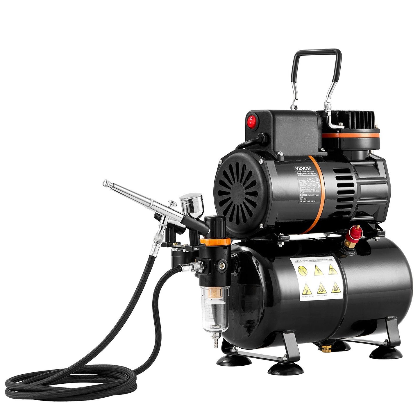 Airbrush Kit, Dual Fan Air Tank Compressor System Kit with 3.5L Air Storage Tank, Air Brush Set with 0.3 mm Tip Airbrush, Holder, Color Mixing Wheel, Cleaning Brush Set, Art Nail Cookie Tattoo