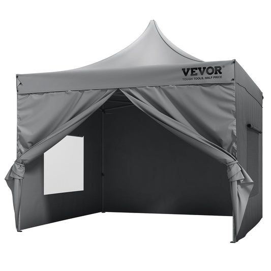 VEVOR 10x10 FT Pop up Canopy with Removable Sidewalls, Instant Canopies Portable Gazebo & Wheeled Bag, UV Resistant Waterproof, Enclosed Canopy Tent for Outdoor Events, Patio, Backyard, Party, Camping