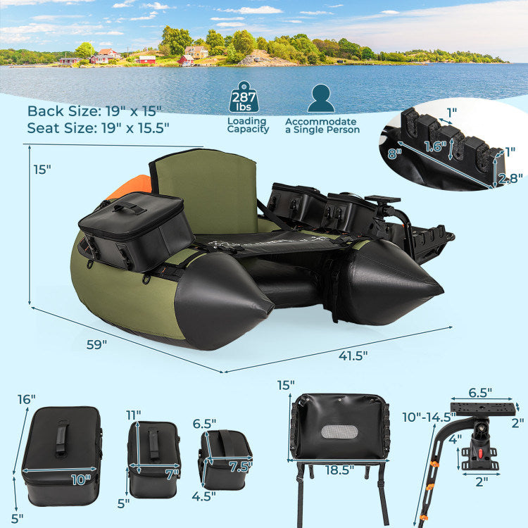 Portable Fishing Boat with 3 Detachable Storage Boxes