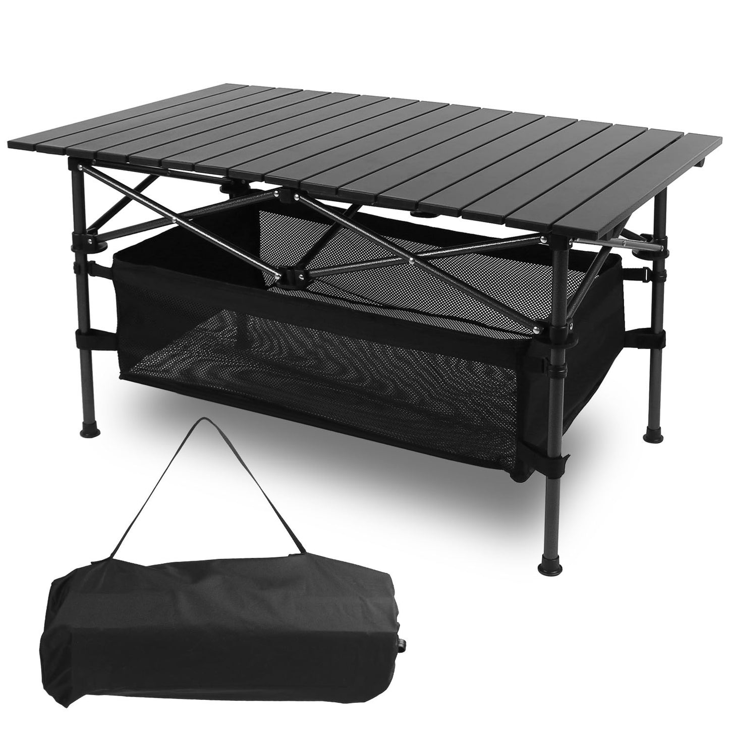 1Pc Folding Camping Table Portable Aluminum Roll-up Picnic BBQ Desk with Carrying Bag Heavy Duty Outdoor Beach Backyard Party Patio