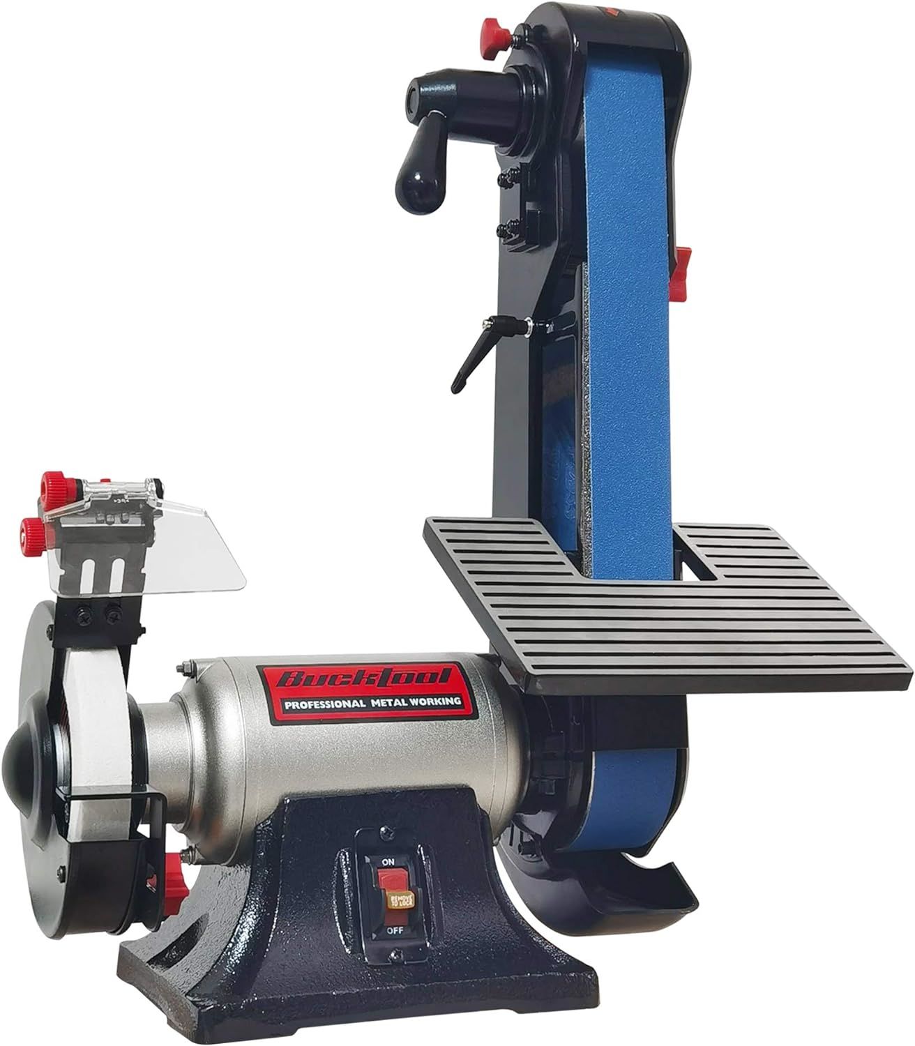 Bucktool Combo 2" x 42" Belt Sander 6" Bench Grinder, Knife Sharpener with Large Work Table BG2600 Upgraded Model