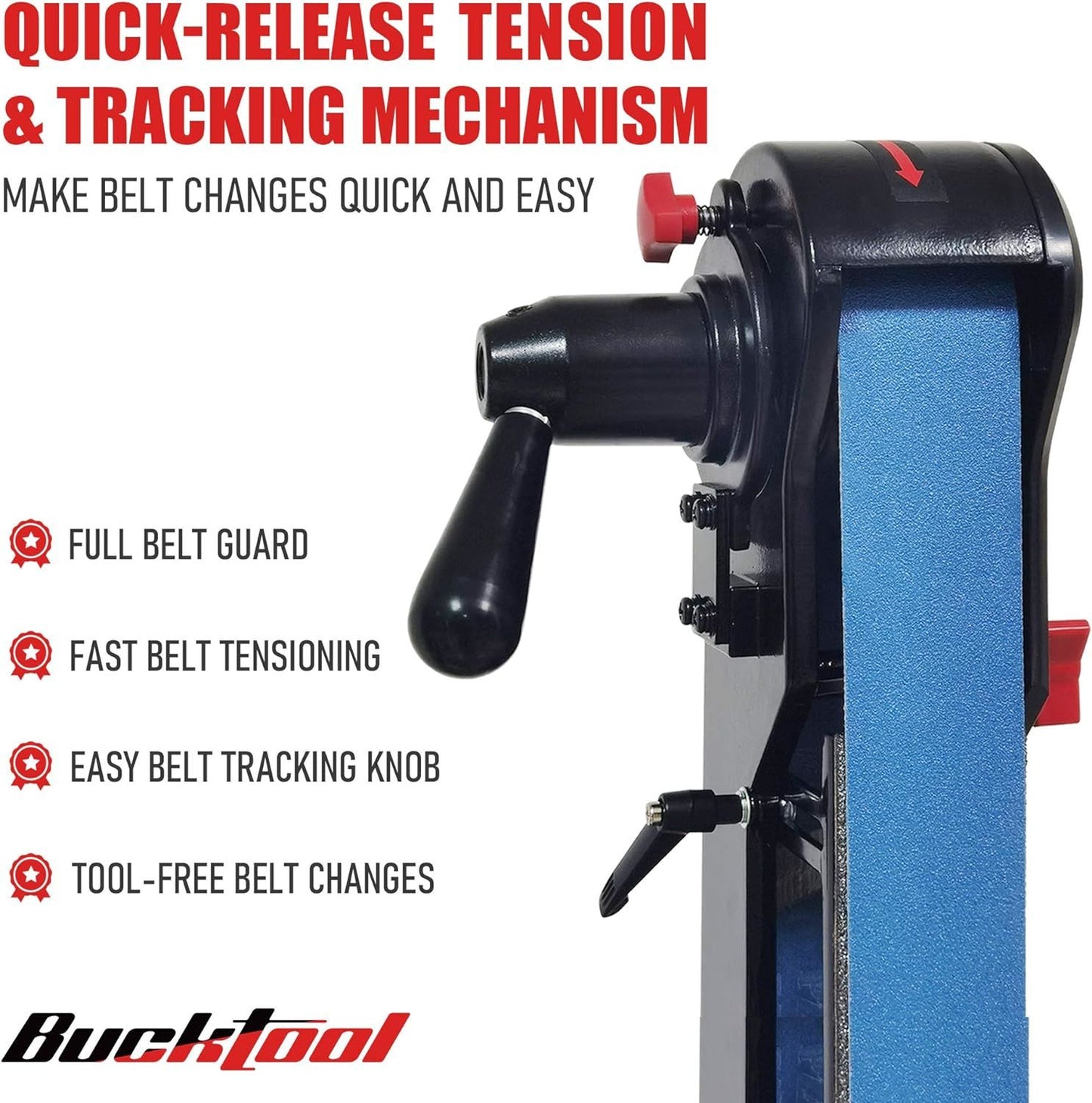 Bucktool Combo 2" x 42" Belt Sander 6" Bench Grinder, Knife Sharpener with Large Work Table BG2600 Upgraded Model