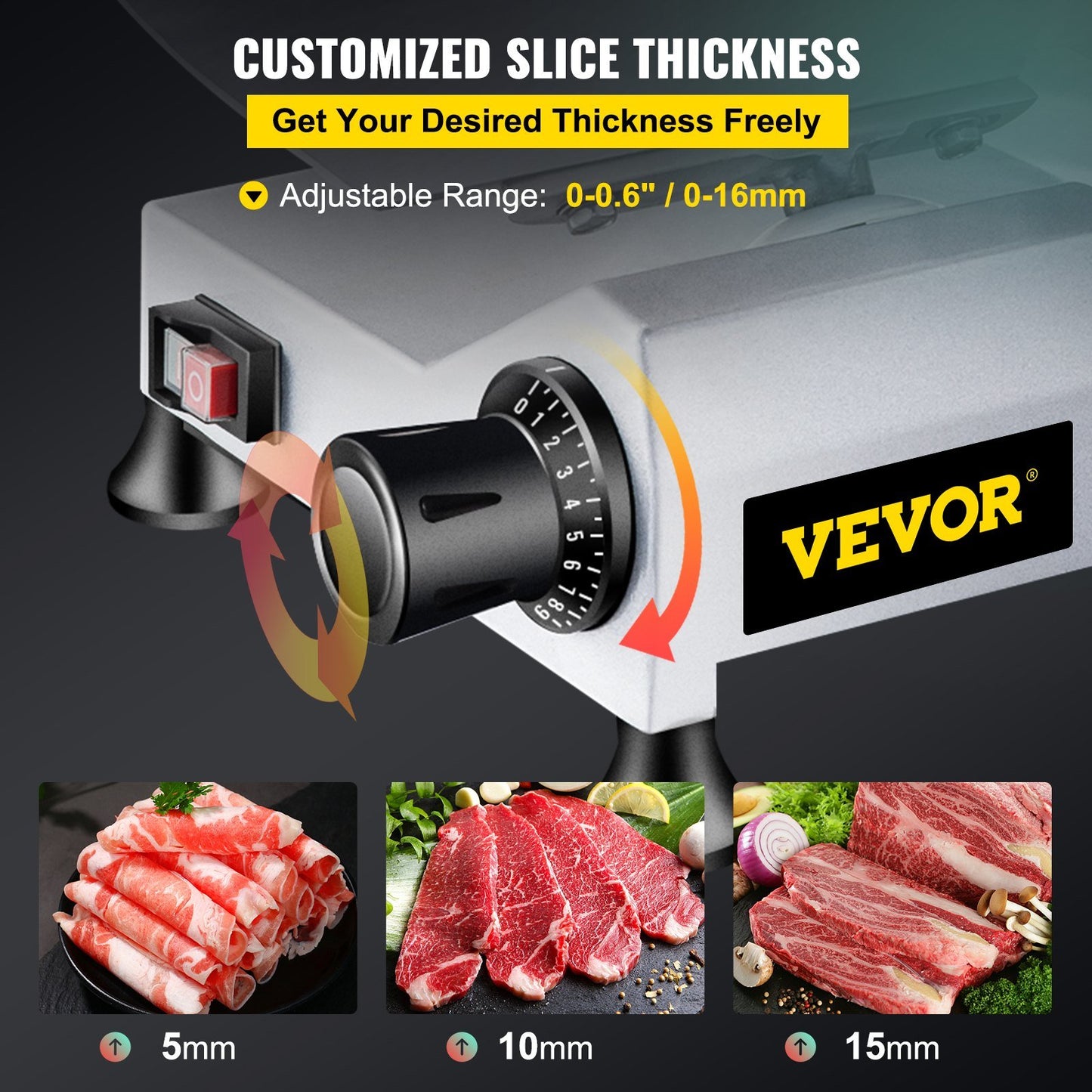 VEVOR Commercial Meat Slicer,12 inch Electric Meat Slicer Semi-Auto 420W Premium Carbon Steel Blade Adjustable Thickness, Deli Meat Cheese Food Slicer Commercial and for Home use,Sliver