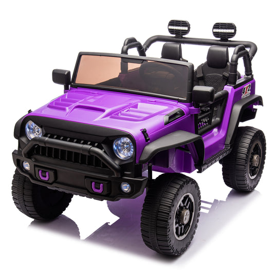 24V Two-Seater Kids Ride On Truck Car W/Parents Control,200w*2,Seat width 20.28in,Four-wheel Suspension,LED Lights,Music,MP3,Bluetooth,Two independent seat belts,Suitable for off-road For Kids Aged 3+