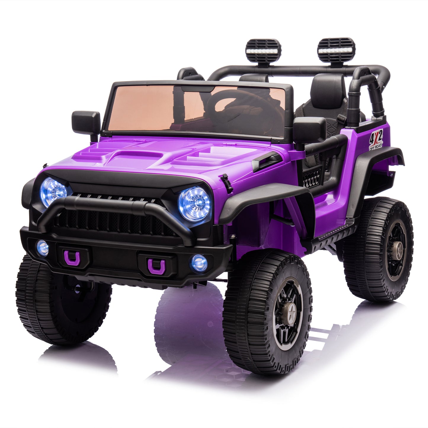 24V Two-Seater Kids Ride On Truck Car W/Parents Control,200w*2,Seat width 20.28in,Four-wheel Suspension,LED Lights,Music,MP3,Bluetooth,Two independent seat belts,Suitable for off-road For Kids Aged 3+