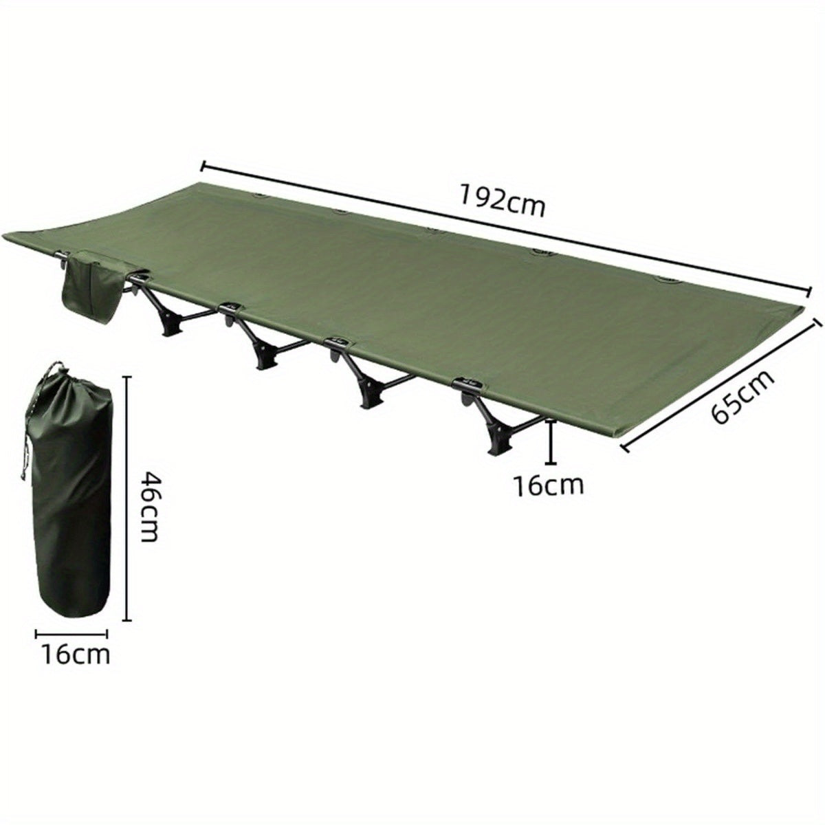 Portable Folding Outdoor Camping Cot Bed, Wide and Comfortable, Breathable, Can Carry 150 kg, with Storage Bag, Travelling, Mountaineering, Hiking