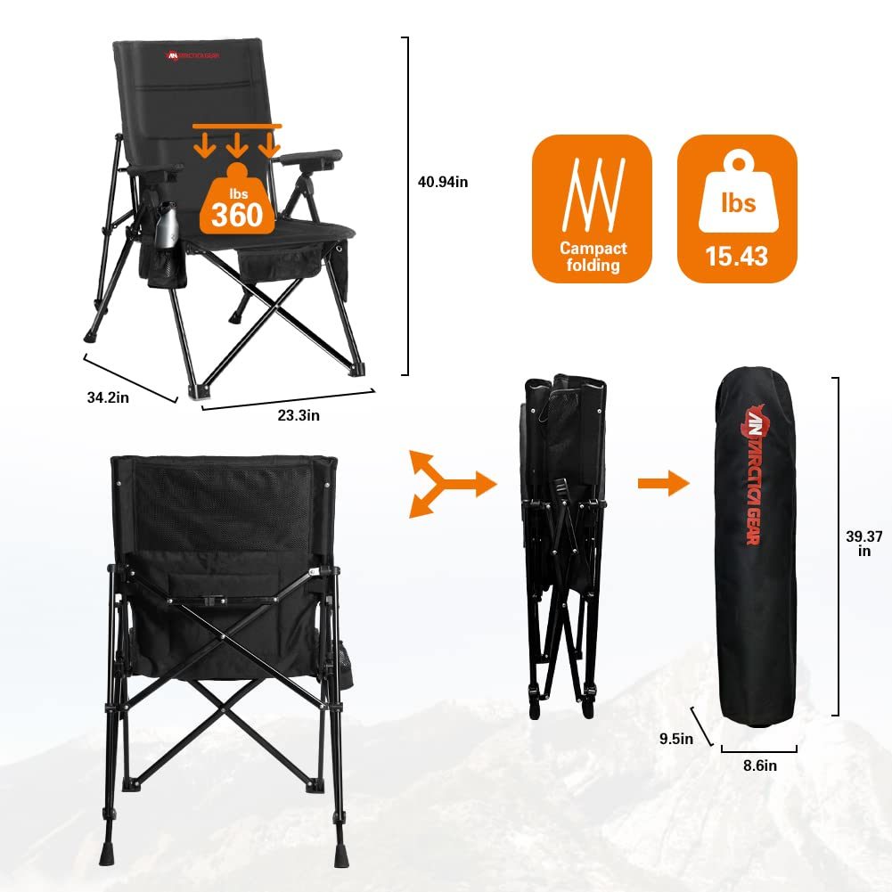 ANTARCTICA GEAR Heated Camping Chair with 12V 16000mAh Battery Pack, Heated Portable Chair, Perfect for Camping, Outdoor Sports, Picnics, and Beach Party, with 5 Pockets