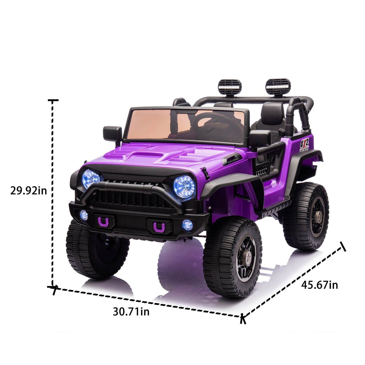 24V Two-Seater Kids Ride On Truck Car W/Parents Control,200w*2,Seat width 20.28in,Four-wheel Suspension,LED Lights,Music,MP3,Bluetooth,Two independent seat belts,Suitable for off-road For Kids Aged 3+