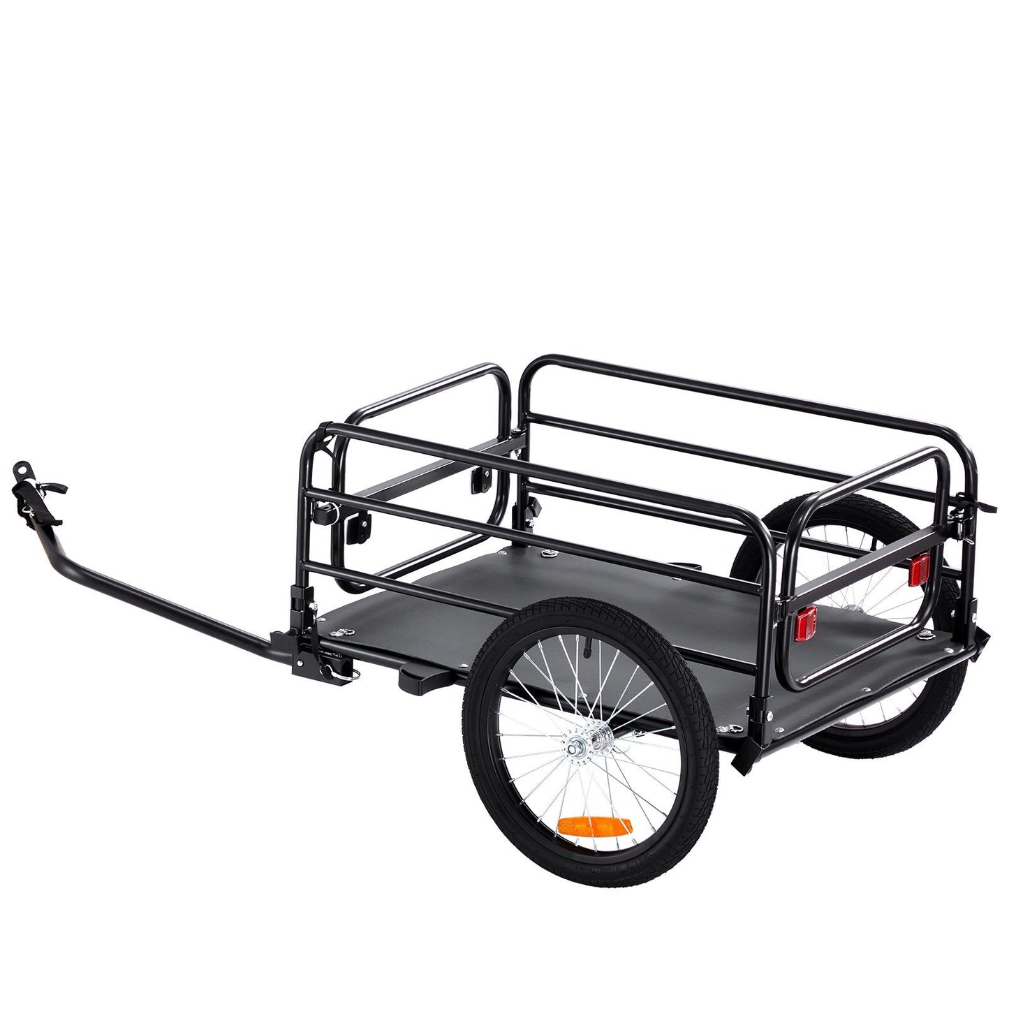 VEVOR Bike Cargo Trailer, 160 lbs Load Capacity, Heavy-Duty Bicycle Wagon Cart, Foldable Compact Storage & Quick Release with Universal Hitch, 16" Wheels, Safe Reflectors, Fits 22"-28" Bike Wheels