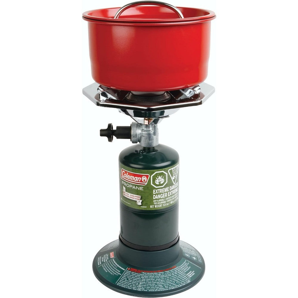 Bottletop Propane Camping Stove, Portable 1-Burner Adjustable Stove with Wind Baffles, Pressure Regulator