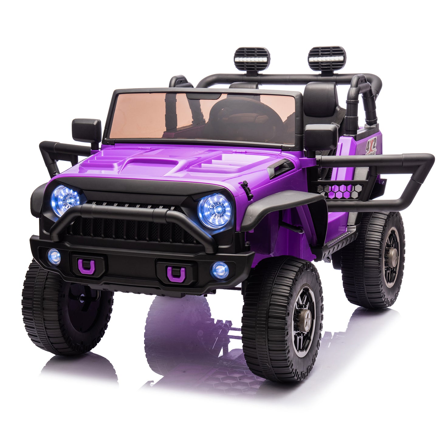 24V Two-Seater Kids Ride On Truck Car W/Parents Control,200w*2,Seat width 20.28in,Four-wheel Suspension,LED Lights,Music,MP3,Bluetooth,Two independent seat belts,Suitable for off-road For Kids Aged 3+